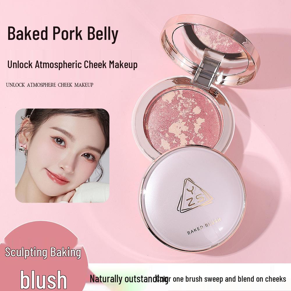 YZS Korean-Style Face Sculpting Baking Blush Palette – Fine Pearlescent Shimmer & Brightening Rouge with Micro-Gold Accents.