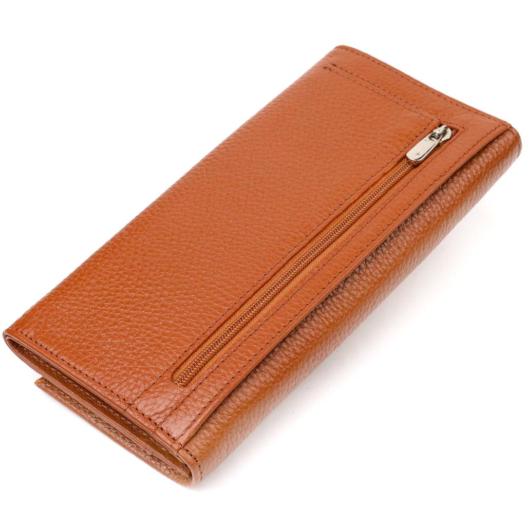 Reliable Women's Wallet Made of Genuine Grained Leather CANPELLINI 21712 Brown