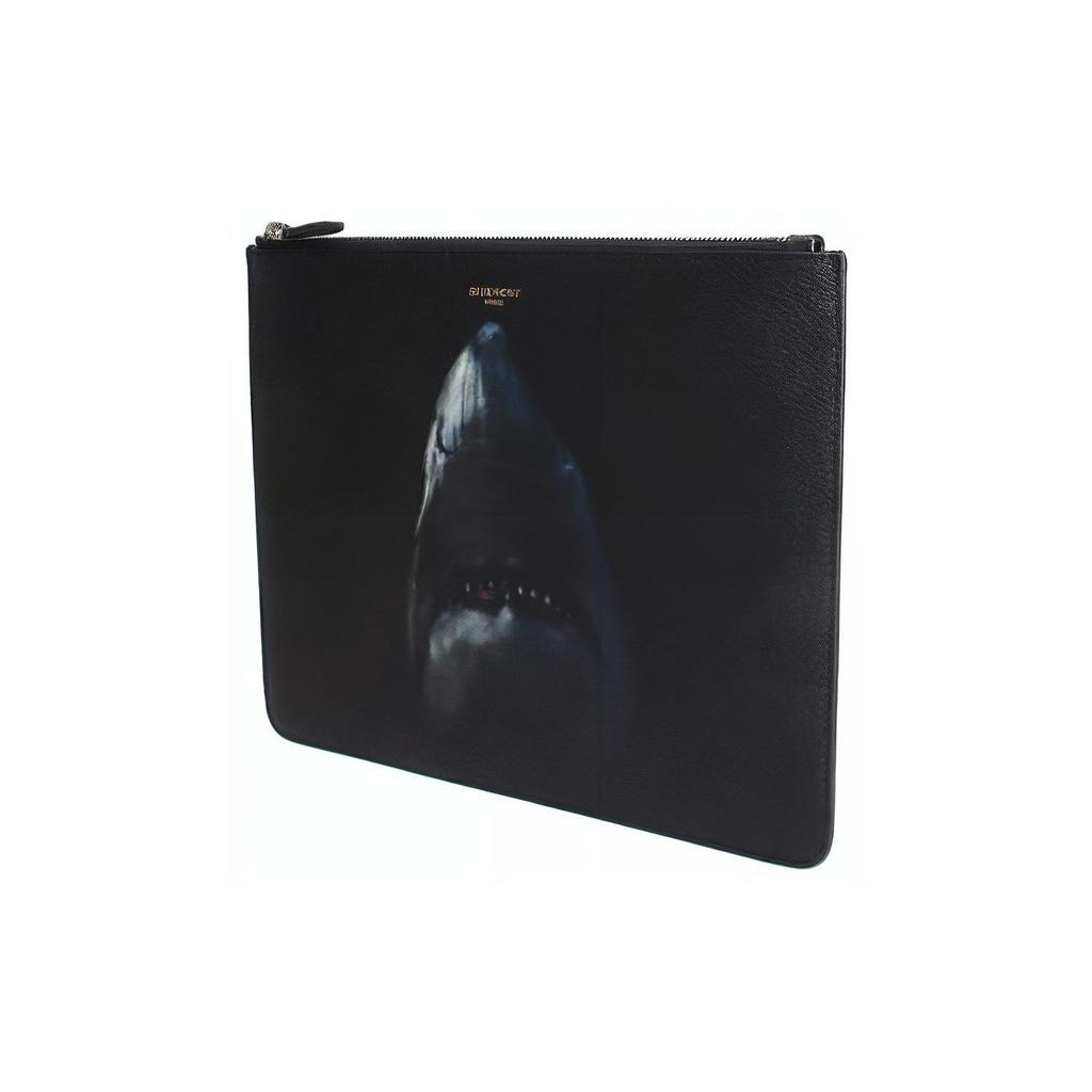 Givenchy Shark Zip Cotton Clutch Medium Men clutch Black BK600JK03G-960