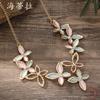 New Color Painting Oil Hollow Butterfly Necklace, Fashionable and High-end Women's Versatile Butterfly Necklace