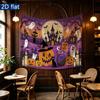 Party Backdrop Halloween Castle Flat Banners Spooky Ghosts Pumpkins Witch Celebrations Photo Booth Background Front Door Decor