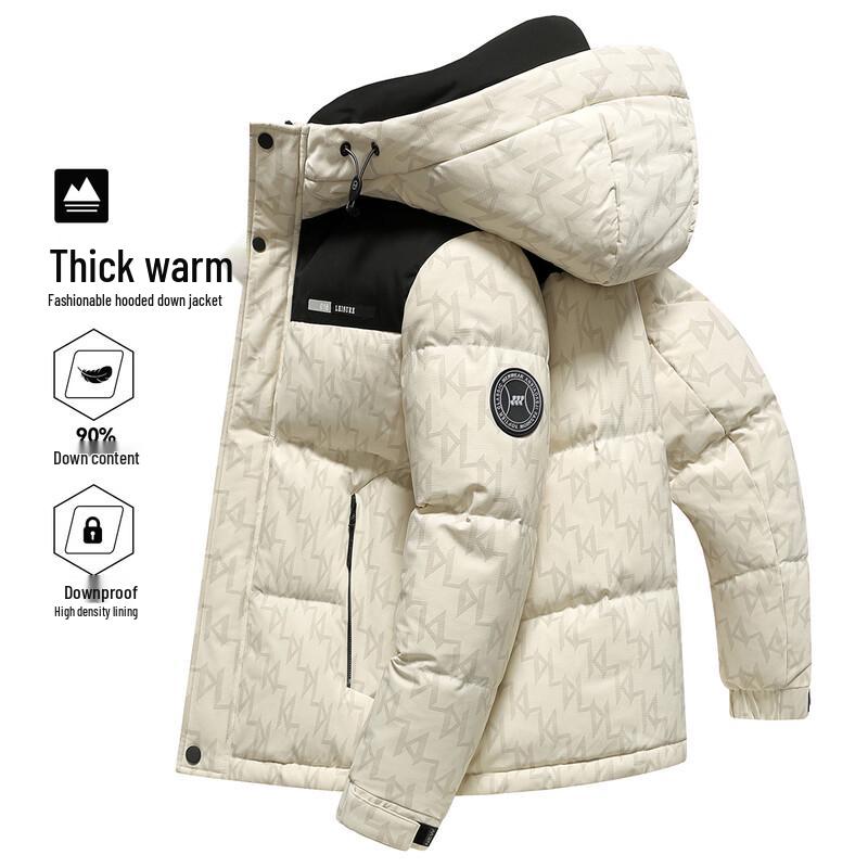 Xuezhongfei Men s Hooded Color-block 90% Down Jacket L (175/92A)