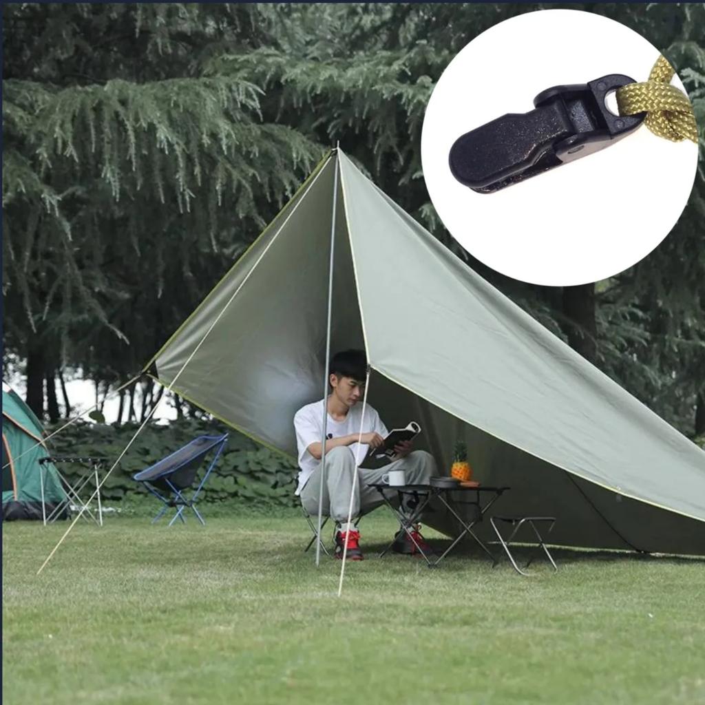 10pcs Sturdy Tent Clips Outdoor Tarpaulin Clips Anti-wind Fixed Camping Tent Hook Crocodile Clamp Clip for Outdoor Camping
