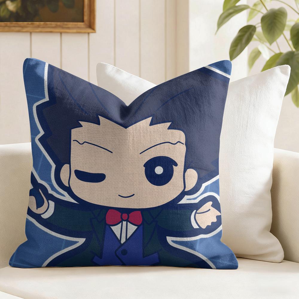 Phoenix Wright Ace Attorney Trilogy Cushion Cover Eco Linen Pillow Case DoubleSided Print Breathable Durable Zipper Home Decor