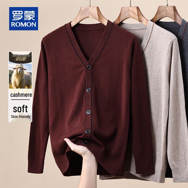 

ROMON Мужской кардиган из шерсти и кашемира с V-образным вырезом класса люкс XL