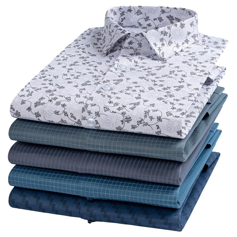 2024 New Long Sleeve Floral Shirts Silk Elastica Summer Spring Regular Fit Business Casual