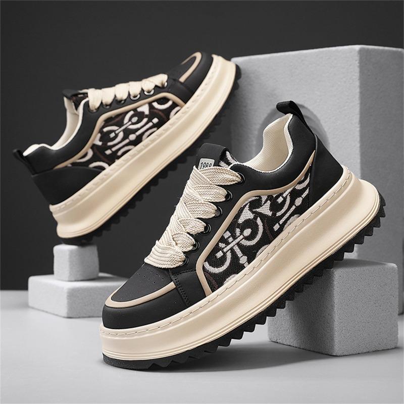Spring fashion embroidery color matching platform tide shoes versatile sports casual shoes heightening comfortable men's shoes