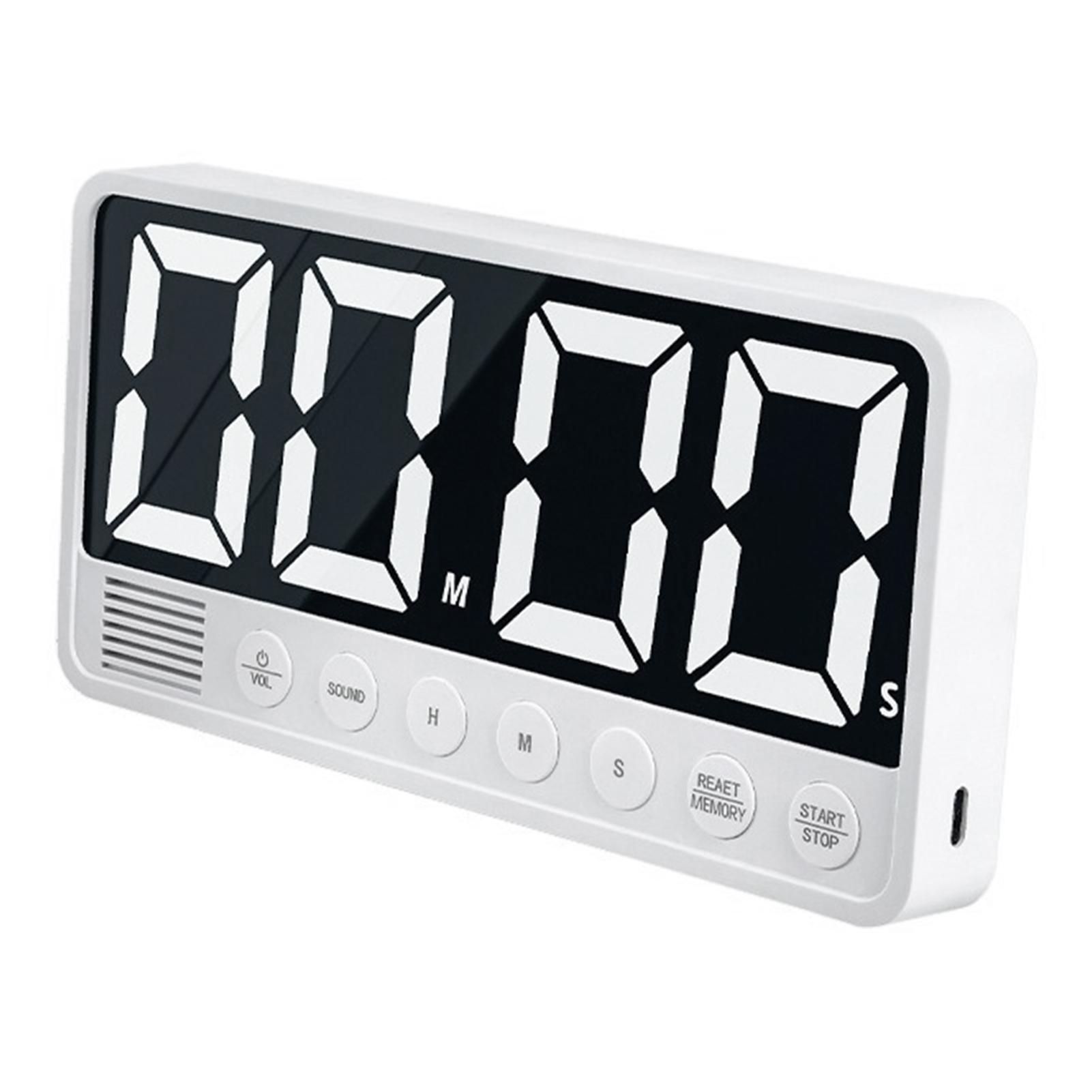 

LED Timer Countdown Big Screen 99Hr 59Min 6 Alarm Volume 3 Memories Type C Charging White белый