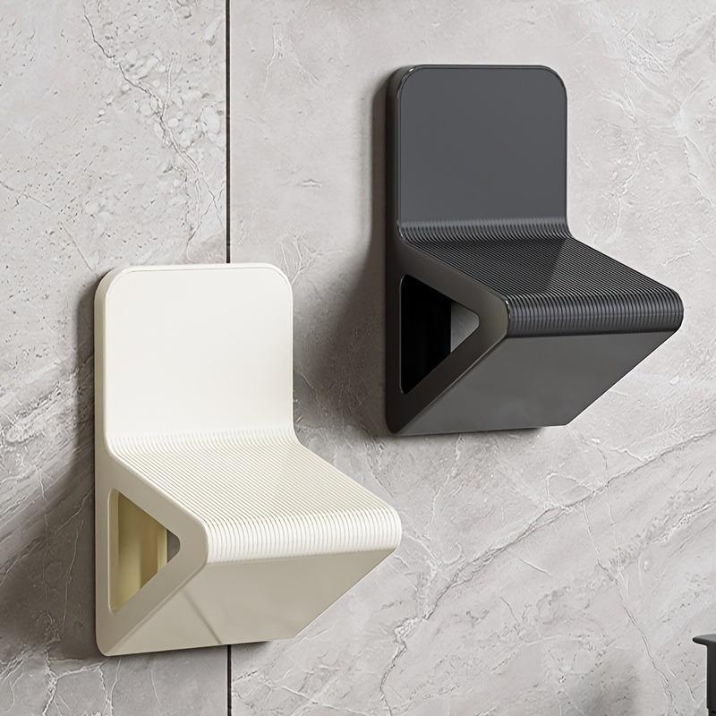 1pc No-Drill Shower Footrest-Heavy-Duty Modern White&Black Wall-Mounted Bathroom Stool with Ergonomic Leg,Space-Saving Design