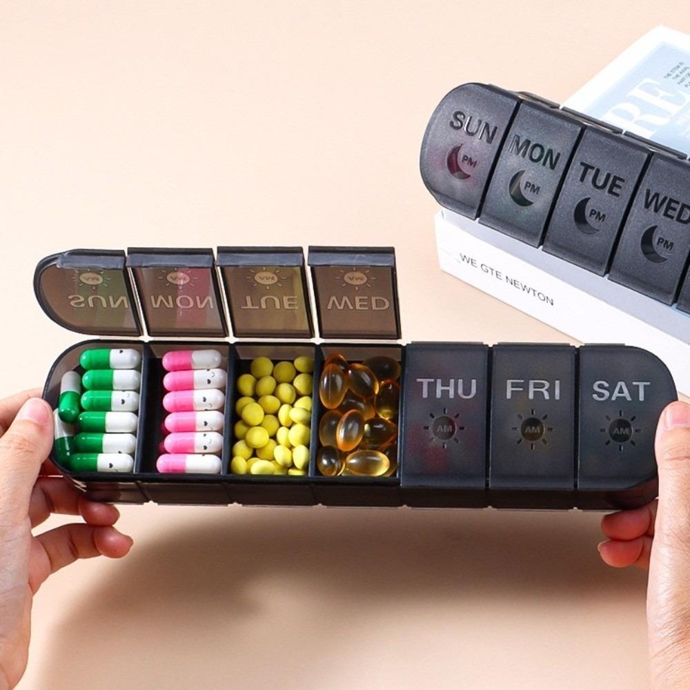 14 Grid Vitamin Pill Case 7 Days Pill Storage Box Weekly Pillbox Tablet Holder Boys/Girls