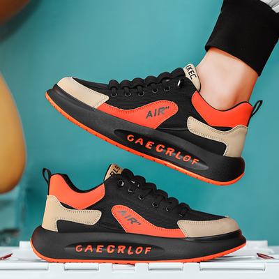 Chunky Sneakers Men Soft Sole Running Shoes Fashion Casual Microfiber Leather Upper Height Increased Flat Platform Board Shoes