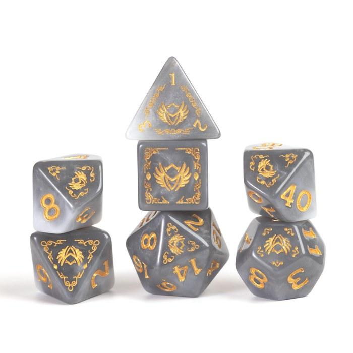 D&D Adventure Dice (Paladin Class: White) Gray 16mm or 19mm