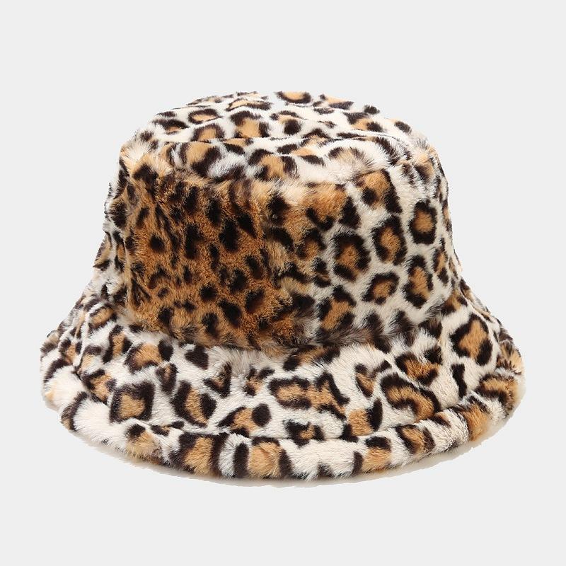 Autumn and Winter Hat Women's European and American Splicing Leopard Print Bucket Hat Outdoor Leisure Sunscreen Visor Trendy Basin Hat Wholesale