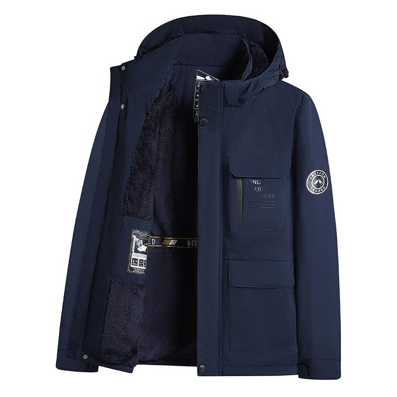 Men's Winter Hooded Jacket - Thick, Windproof, and Warm Outdoor Workwear