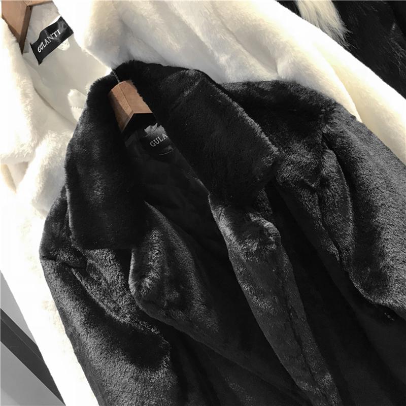 Women Autumn Winter Furry Warm Fur Outerwear Loose Faux Fur Rabbit Long Jacket Casual Thickened Fur Coat