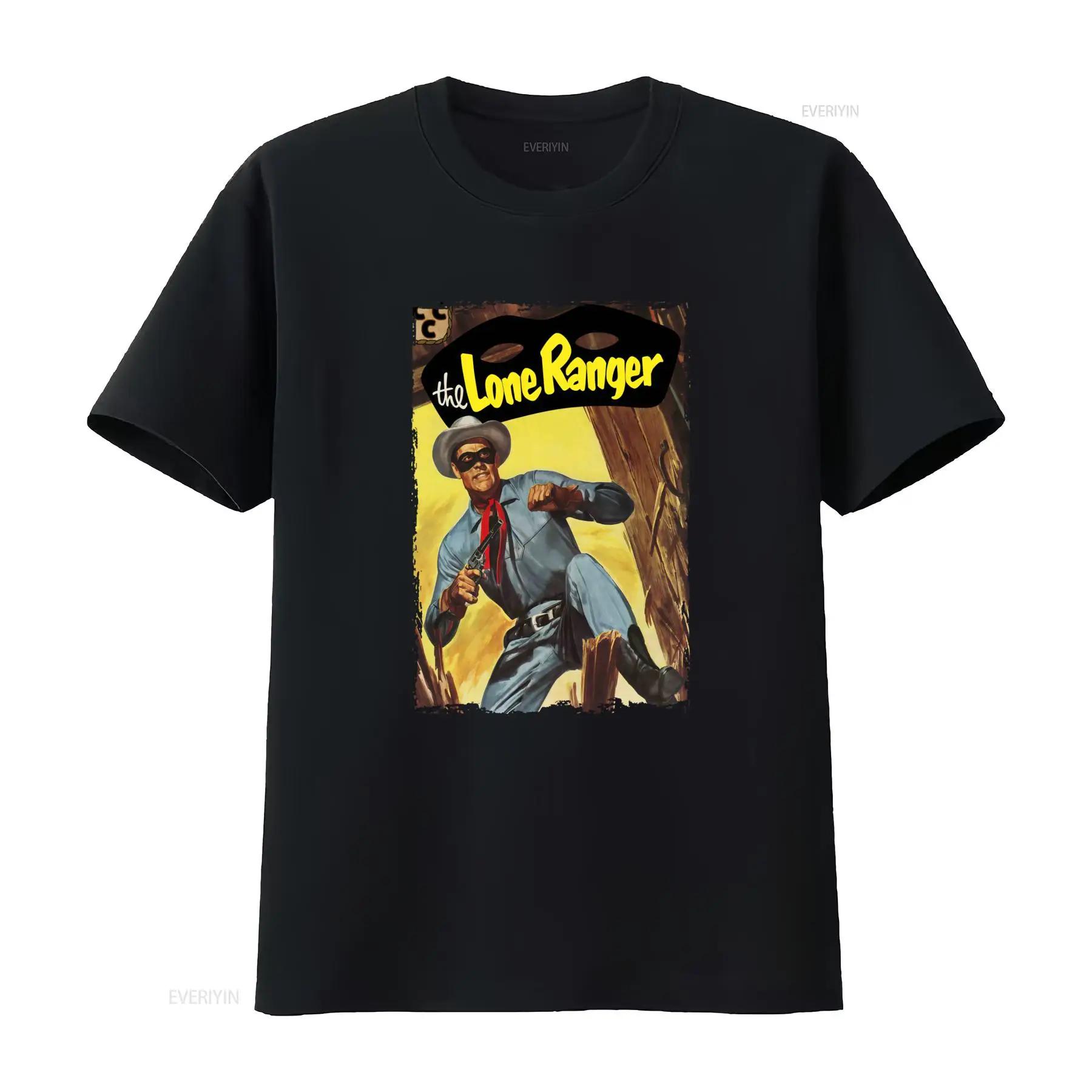 The Lone Ranger Retro Comic Book Cover T Shirt Classic Design for Western Fans vintage Washed homme Breathable streetwear - M... S разноцветный