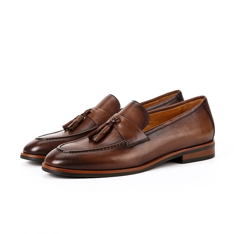 Fashion High-end Quality Retro Men's Shoes Fashion Casual Leather Shoes Head Cowhide Tassel Loafers Men Moccasins Italian Large Size 46