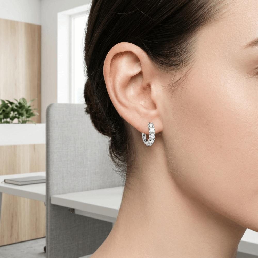 Temperament Crystal Studded Earrings Light Luxury Zircon Ear Stud Small Hoop Earrings  Wedding