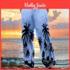 Beach Casual Printed New Mens Cotton Linen Loose Trousers