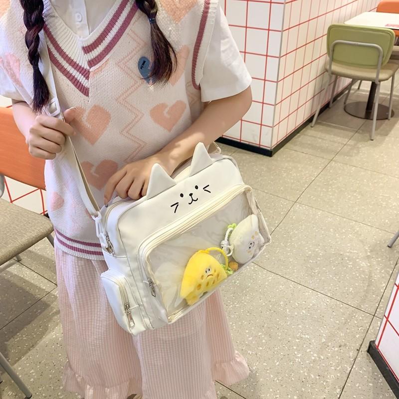 Студенческая сумка через плечо большой емкости с кошачьим принтом для девочек — фото 14