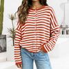 Women's Casual Striped Knit Cardigan Button Front Soft Long Sleeve Sweater for Fall Winter Work