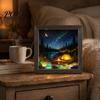 Soft Non-dazzling Night Light LED Photo Frame, Up Picture Wooden with 3D Surround Wall Decor Scenic Art Print, Ambient Lighting for Bedroom
