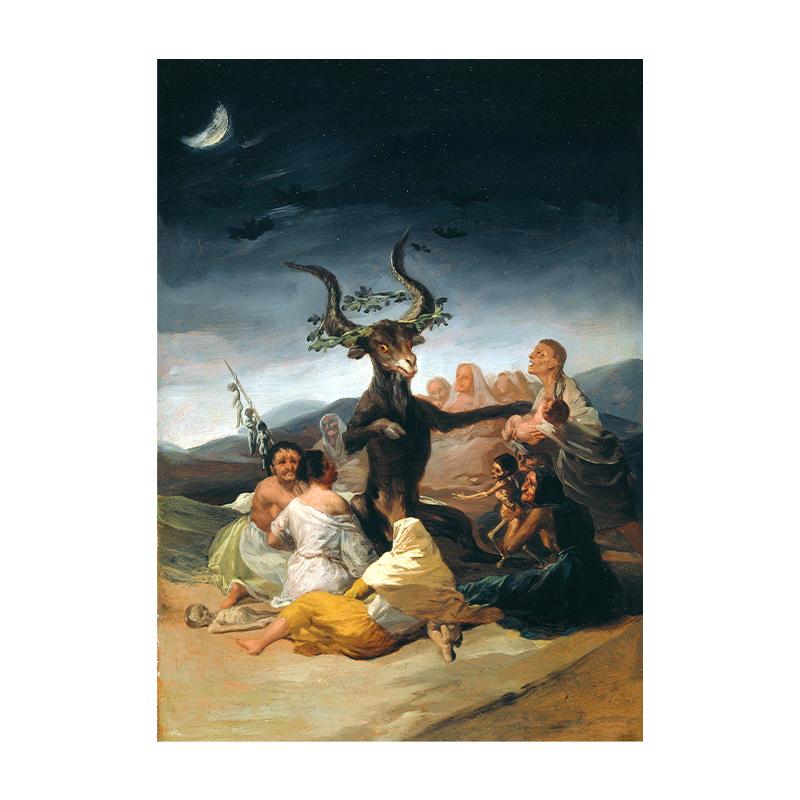 Witches Sabbath Vintage Poster Antique Painting Wall Art Picture Devil Satan Horned Goat Canvas Print Decoration