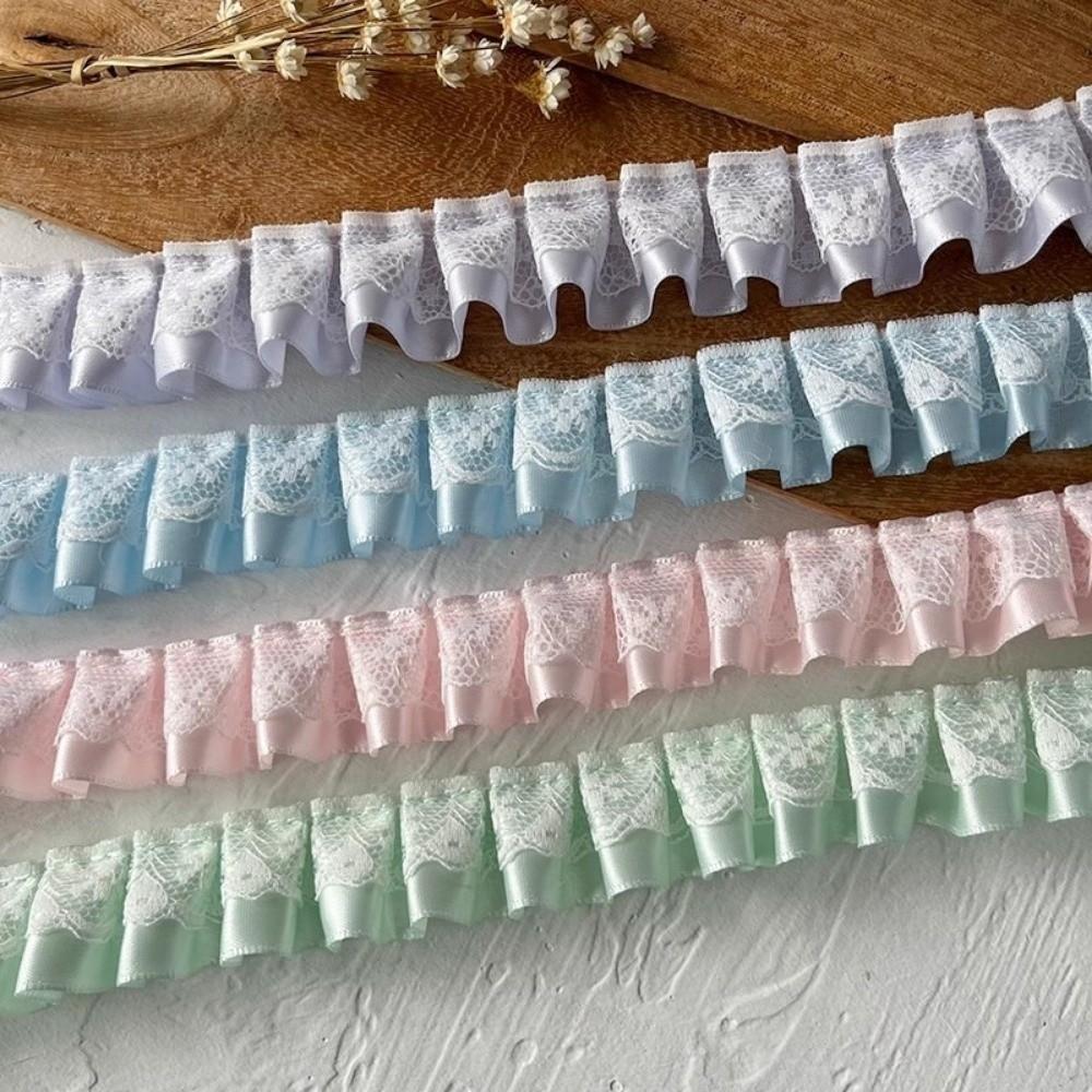 DIY 3meters Lace Ribbons Trim Handmade Pleated Ruffled Farbic Trim Garment Dress Hem High-Grade Sewing Material Lace Accessories