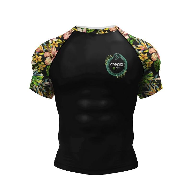 Persönliches beliebtes Design Sublimation Kurzarm Schwarz No Gi BJJ Jiu Jitsu Rashguard Kampf BJJ Mma Rash Guard Shirts für Männer