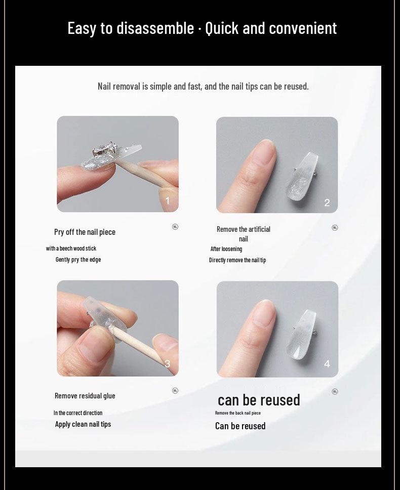 Premium Handmade French Cat Eye Medium Nail Tips: High-Quality Finish, Versatile & Ready-to-Wear.