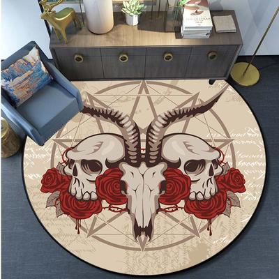 Skull Satanic Goat Inverted Pentagram Wing Demon Version Area Rug-Satanic Goat Decor Satanic Goat-Satanic Rugs Satan Carpet