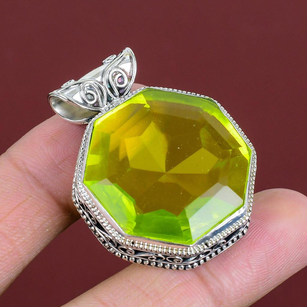 Faceted Lemon Topaz Pendant Handmade Gemstone Pendant 925 Sterling Silver Pendant Lemon Topaz Jewelry Dainty Vintage Pendant Gifts For Women