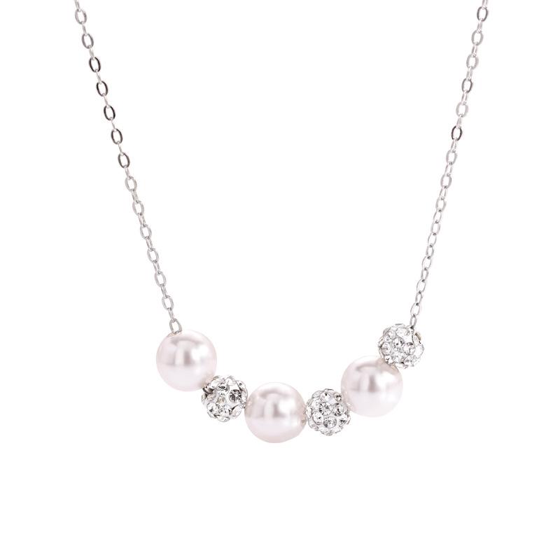 S925 Sterling Silver Manta Rose Purple Pearl Necklace with Diamond Ball Pendant - Women's Elegant French Light Luxury Clavicle Chain.