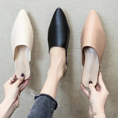 Woman Mules Shoes Outdoor Women Slippers Female Square Toe Shallow Low-heel Casual Shoes Comfortable Slippers Slides 2025 New