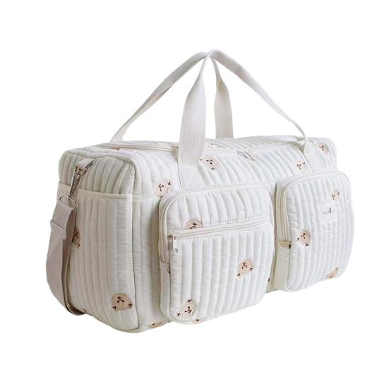 Bolsa de Fraldas Acolchoada Leve Grande Capacidade Padrão de Urso Bolsa para Mamãe com Alças de Ombro Acolchoadas Alça Superior Organizador Espaçoso