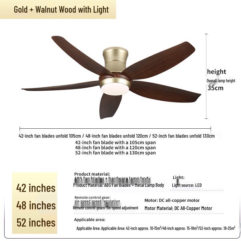 Minimalist Chinese-Style Silent Ceiling Fan with Light & Full Spectrum Eye Protection for Bedrooms & Restaurants