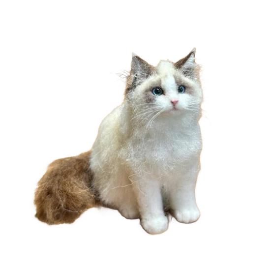 Mini filcből készült gyapjú macska Kézzel készített tűfilc állat figura Különc plüssjáték Kézzel készített filc kiscica Asztali dekoráció