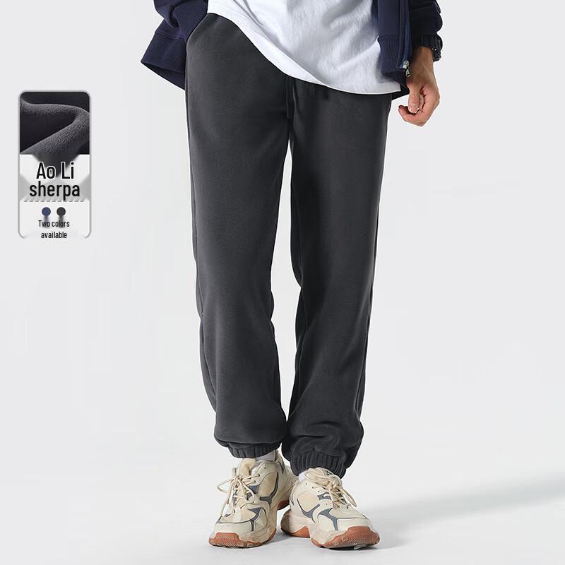 Jeanswest Men's Winter Fleece-Lined Lamb Wool Jogger Sweatpants