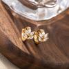 Geometric Cat's Eye Zircon Stud Earrings for Women - Elegant Crown Layered Ear Jewelry
