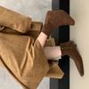 High-heeled pointed-toed temperament suede short boots women's shoes 2025 new autumn and winter velvet thin-heeled Korean thin boots