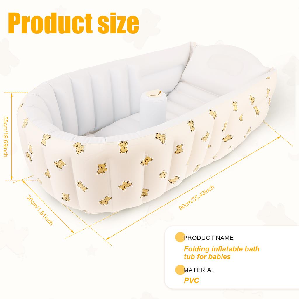 Inflatable Baby Bathtub Portable Outdoor PVC Toddler Bath Foldable Travel Shower Basin Ergonomic Infant Bath Newborn Pool