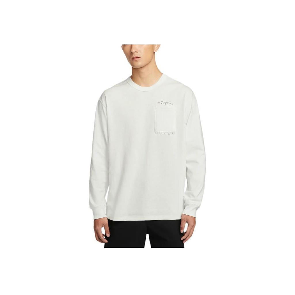 Nike Sportswear Premium Crew Neck Comfortable Pullover Pocket Long Sleeve T-Shirt Men Tops Mountain-White IF0369121