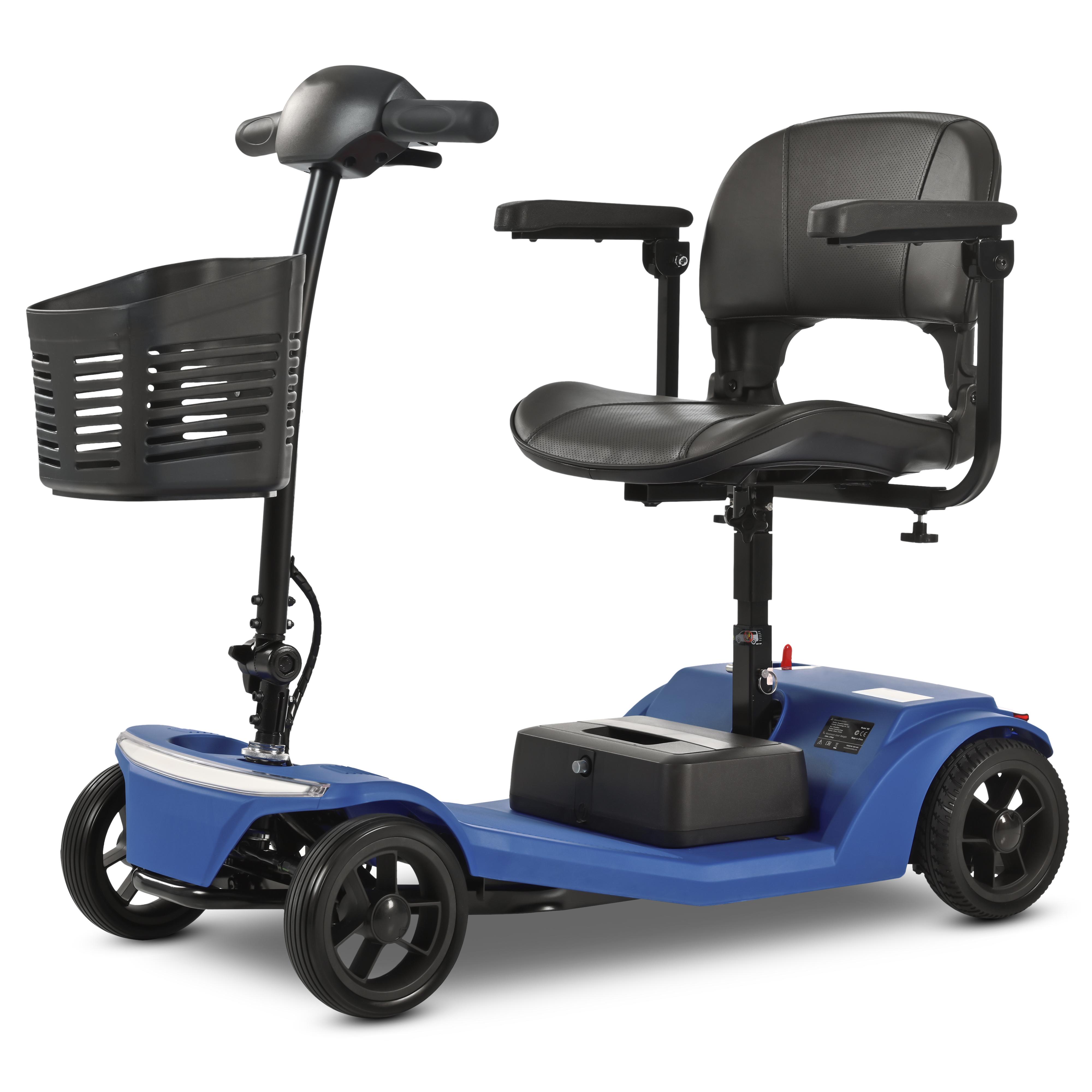 S2 Schwarz/Blau/Rot Elektroroller mit elektrischer Bremse, 250W Motor, 12Ah abnehmbarer Akku, 4-Rad Stadttroller 12AH blau
