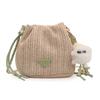 Mini Cute Womens Bucket Bag Trendy Woven Floral Design Phone Holder In Soft Polyester