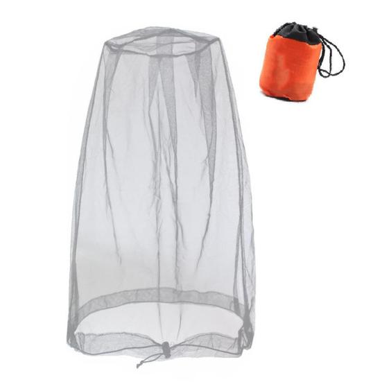 

Москитная сетка на голову, сетка для лица из мелкой сетки со шнурком серый