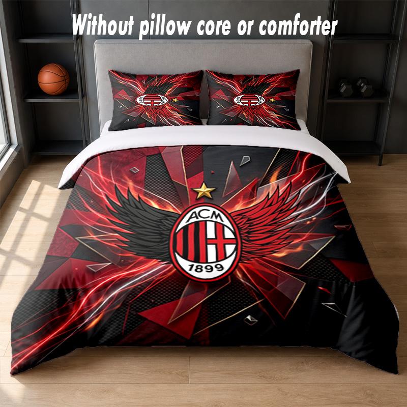 AC Milan Design Bed Bedding Set 1 Duvet Cover + 2 Pillowcases Soft Breathable Household Bed Linens