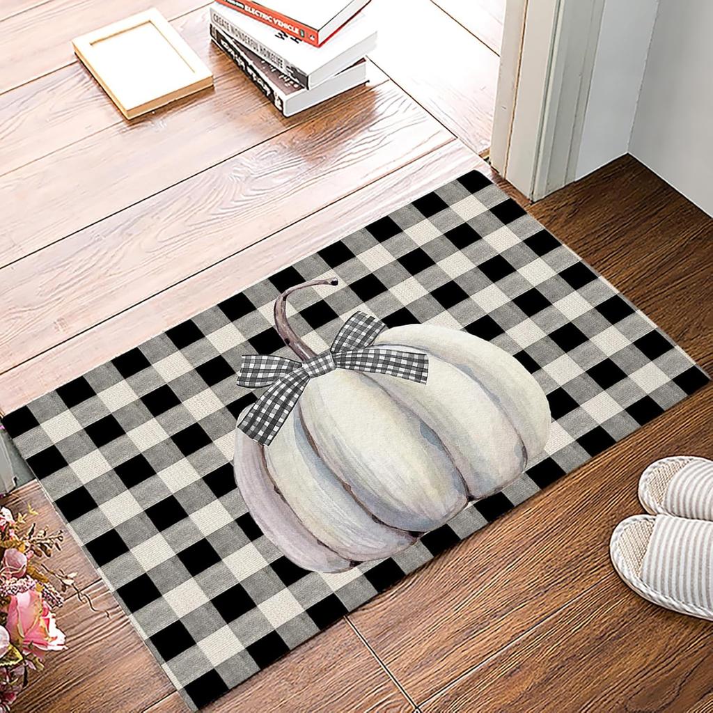 VIKAMA Autumn Harvest Pumpkin Maple Leaf Absorbent Doormat Indoor Outdoor Non-slip Entrance Small Rugs Home Decoration