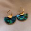 1 Pair of Vintage Elegant and Unique Exaggerated High-End Fashion Geometric Fan-Shaped Niche Design Dangle Earrings