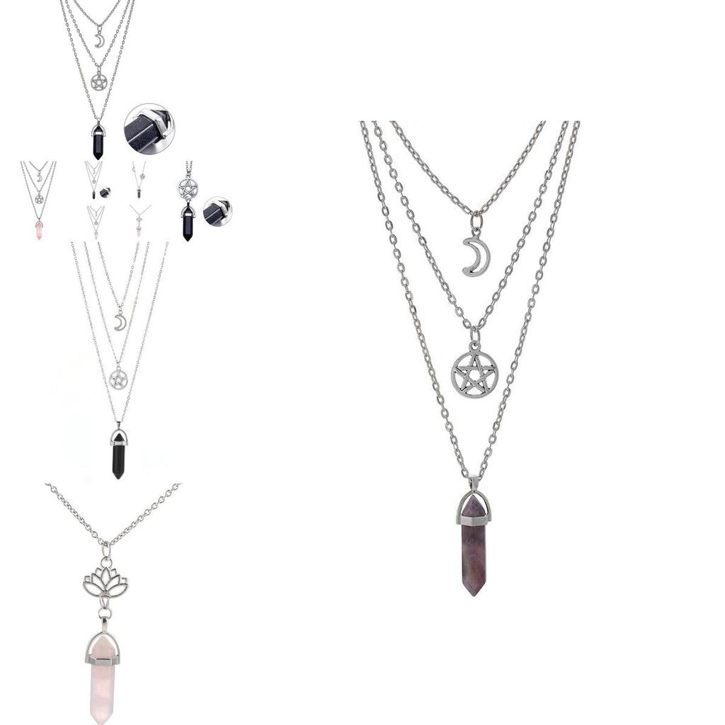 Elegant Geometric Pendant Necklace With Alloy Moon And Star For Womens Accessories