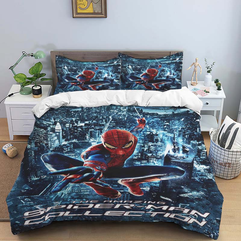 New Spider-Man Printed Bedding Set, Cartoon Pattern Duvet Cover and Pillowcases, Single/double Sheet Set.